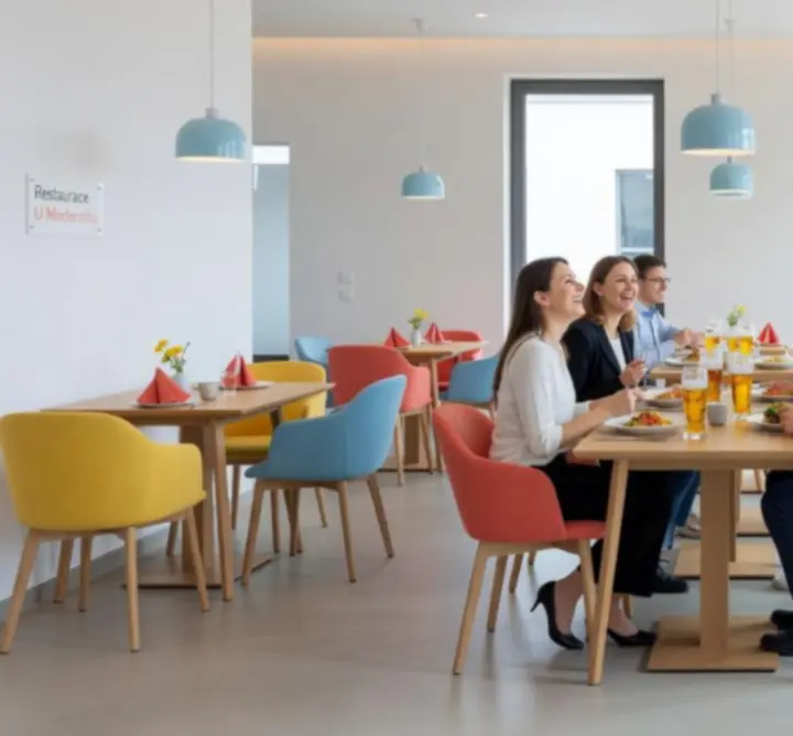 Moderní interiér restaurace Ceska Vibe s útulným osvětlením a společenskou atmosférou