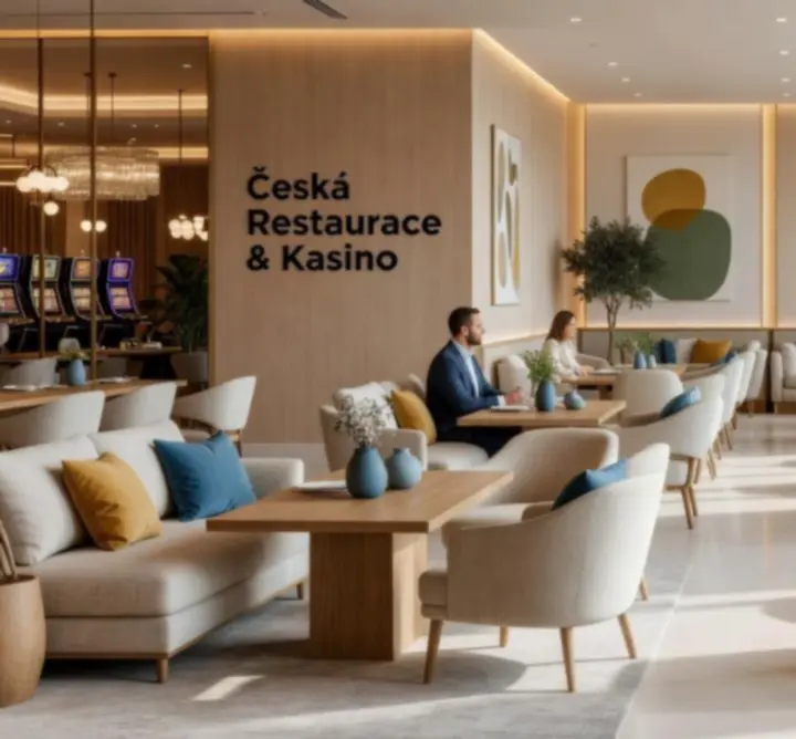 Moderní interiér restaurace Ceska Vibe s veselou atmosférou a prémiovým prostředím