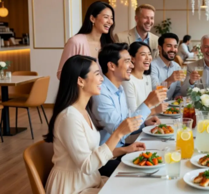 Hosté si užívají odpovědné oslavy a přátelskou atmosféru v restauraci Ceska Vibe