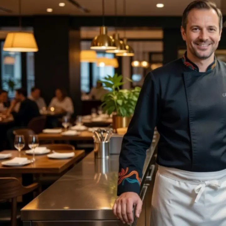 Portrét šéfkuchaře restaurace Ceska Vibe v moderním prostředí.