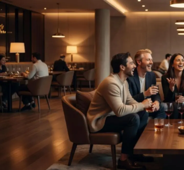 Lounge zóna restaurace Ceska Vibe s hosty v přátelské atmosféře